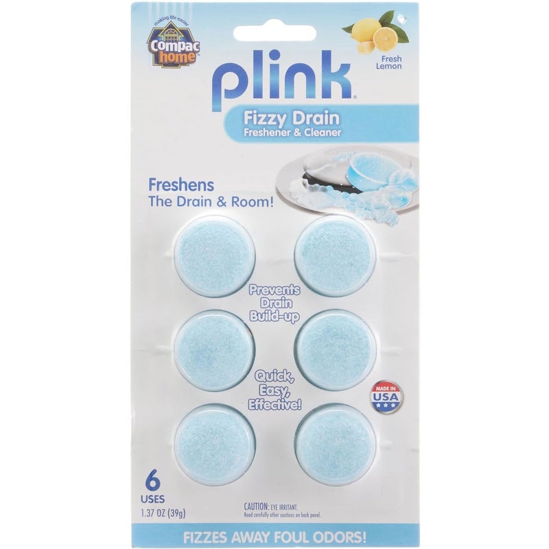 COMPAC HOME Plink Advanced Drain Cleaner & Deodorizer - Hard Water Scale Removal Technology with Fresh Lemon Scent, Family Size Bulk Pack for Kitchen Sinks & Garbage Disposals, 24 Tablets - Image 1